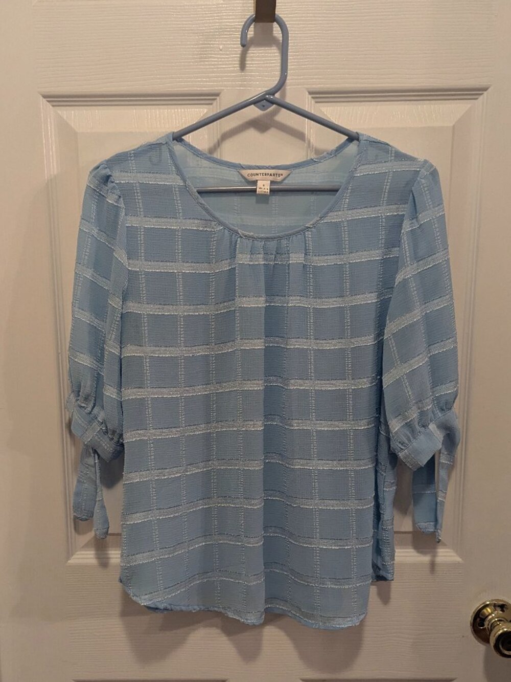 Counterparts semi sheer baby blue blouse - s
